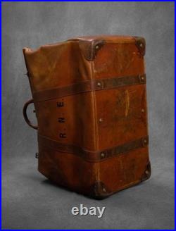 Antique Vintage Gladstone Kit Doctor's Leather Bag Brass English Travel Large