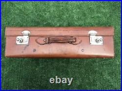 Antique Vintage Large Tan Leather English Suitcase c. 1920