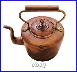 Antique Vintage Late 19th Century Copper English Tea Kettle 7.5 X 11.5