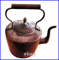 Antique Vintage Late 19th Century Copper English Tea Kettle 7.5 X 11.5