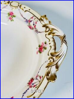 Antique Vintage Minton Tiffany & Co NY Bone China Roses Gold Centerpiece Bowl