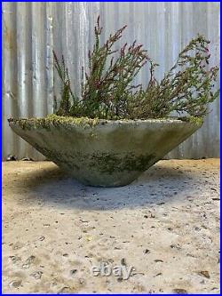 Antique Vintage Modernist Conical Cone cast stone garden urn Planter PAIR