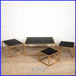 Antique Vintage Nest of English 20th Century Glass Occasional Tables, Coffee