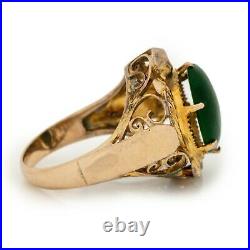 Antique Vintage Nouveau 9k 10k Gold English Jugendstil Green Onyx Ring Sz 5.75