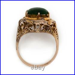 Antique Vintage Nouveau 9k 10k Gold English Jugendstil Green Onyx Ring Sz 5.75
