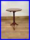 Antique Vintage Oak Plank Tilt Top Tripod Wine Side Lamp Or Supper Table