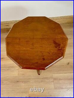 Antique Vintage Oak Plank Tilt Top Tripod Wine Side Lamp Or Supper Table