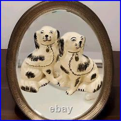 Antique Vintage Pair Of Staffordshire Dogs Figurines Male And Female