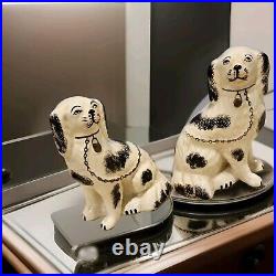 Antique Vintage Pair Of Staffordshire Dogs Figurines Male And Female