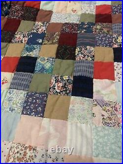 Antique Vintage Patchwork Quilt Double Bed Large Hand Sewn Bedspread 238cm