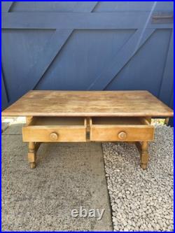 Antique Vintage Pine Coffee Table Drawers Storage farmhouse style table