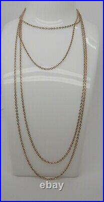 Antique Vintage Rolled Gold Chain Length 60inch, English 9 ct Gold Opera Chain