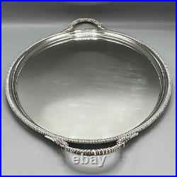 Antique Vintage Silver Plated Butler Serving Tray EXTRA LARGE Plain Bed Handles