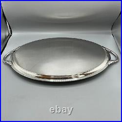 Antique Vintage Silver Plated Butler Serving Tray EXTRA LARGE Plain Bed Handles