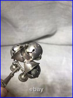 Antique Vintage Sterling Silver Infant Baby Rattle Whistle Toy T97 Bells