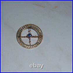 Antique Vintage Victorian 10k Gold English Aesthetic Blue Stone Pin Brooch