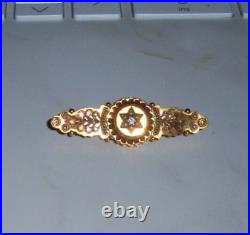 Antique Vintage Victorian 10k Gold English Aesthetic Rose Cut Diamond Pin Brooch