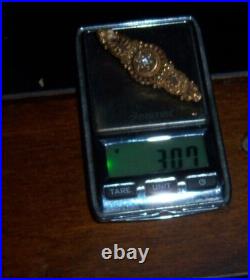 Antique Vintage Victorian 10k Gold English Aesthetic Rose Cut Diamond Pin Brooch