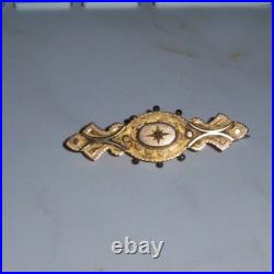 Antique Vintage Victorian 9k Gold English Aesthetic Rose Cut Diamond Pin Brooch