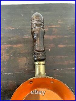 Antique Vintage Victorian English Copper Coal Scuttle Shovel Hand Carved Handle