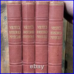 Antique Virtue's Household Physician 4 Vol Vintage Set Medical Books Illustrated