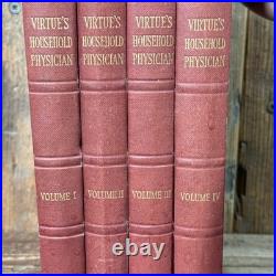 Antique Virtue's Household Physician 4 Vol Vintage Set Medical Books Illustrated
