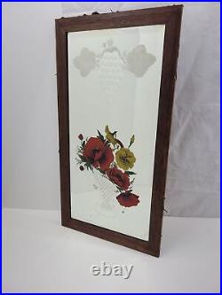 Antique Wall Mirror Vintage English Wood Framed Reverse Painting Art 1900's