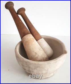 Antique ceramic pestle and mortar, 19th century English, apothecary, vintage