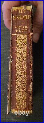 Antique inscribed 1911 Les Miserables Victor Hugo 6 leather & gold gilted book