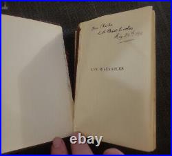 Antique inscribed 1911 Les Miserables Victor Hugo 6 leather & gold gilted book