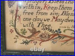 Antique vintage 1959 hand painted made religious blessing manuscript painting