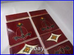 Antique vintage Art Nouveau English ceramic fireplace tiles c1912 1J5