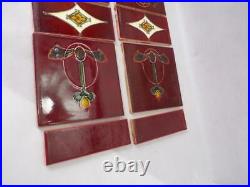 Antique vintage Art Nouveau English ceramic fireplace tiles c1912 1J5