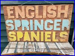 Antique vintage English springer spaniel dogs advertising sign 1950