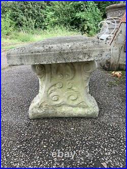 Antique vintage cast stone garden Bench Long Large Weathered