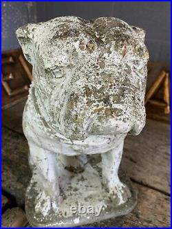 Antique vintage cast stone garden statue Bulldog Dog LARGE ornament