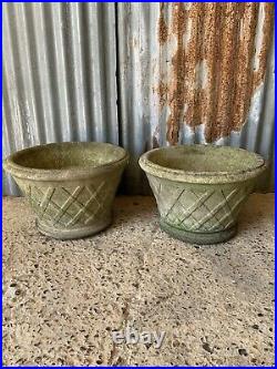 Antique vintage cast stone garden urn urns Lattice Basket Planter PAIR LARGE x2