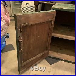 Antique/vintage green wooden cupboard cabinet utilitarian industrial style
