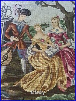 Antique, vintage stitched tapestry piece 24 x 20