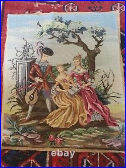Antique, vintage stitched tapestry piece 24 x 20