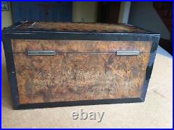 Antique vintage tea caddy english tunbridge box inlaid burl 1850 victorian