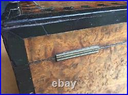 Antique vintage tea caddy english tunbridge box inlaid burl 1850 victorian