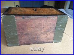 Antique vintage tea caddy english tunbridge box inlaid burl 1850 victorian