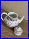 Antiques Ceramic Tea Pot Red & White English Countryside Scene Beautiful Vintage