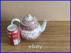 Antiques Ceramic Tea Pot Red & White English Countryside Scene Beautiful Vintage Antiques Ceramic Tea Pot Red & White English Countryside Scene Beautiful Vintage