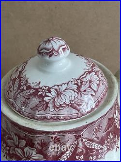 Antiques Ceramic Tea Pot Red & White English Countryside Scene Beautiful Vintage