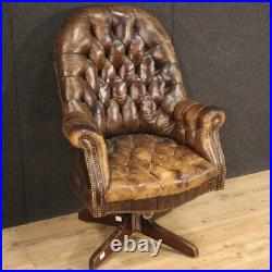 Armchair English leather antique style capitonné vintage furniture 20th century