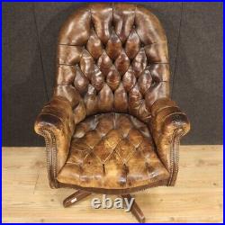 Armchair English leather antique style capitonné vintage furniture 20th century