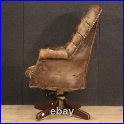 Armchair English leather antique style capitonné vintage furniture 20th century