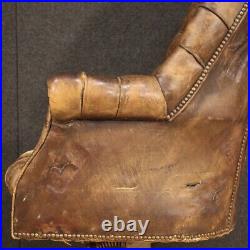 Armchair English leather antique style capitonné vintage furniture 20th century